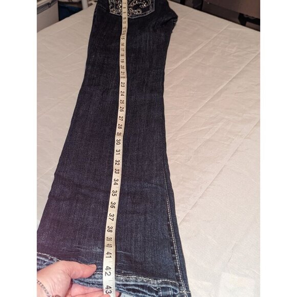 Miss Me Jeans Womens 28 Blue Bootcut Mid Rise Embroidered Denim JP5010B - Picture 15 of 16